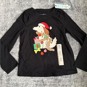 Cat & Jack Black Long Sleeve Shirt with Festive Dog Design